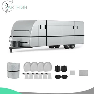 22-24FT TT Oxford Cloth Travel Trailer RV Camper Cover Windproof Extra Thick - Picture 1 of 15