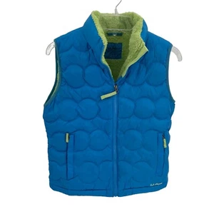 L.L. Bean Kids Size L 14-16 Blue Goose Down Puffer Zip Vest Sherpa Lined - Picture 1 of 11