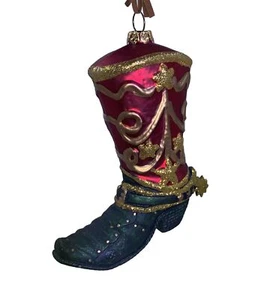 Bota de vaquero de vacaciones adorno vidrio soplado detalles - Imagen 1 de 5