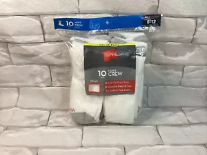 HANES MEN'S CREW SOCKS WHITE 10 PACK SHOE SIZE 6-12 - Picture 1 of 2