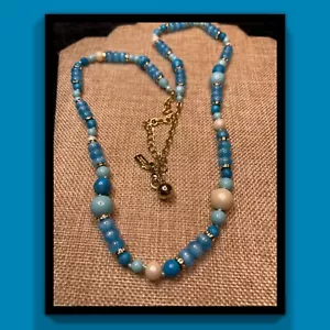 Kate Spade Azure Allure blue bead  faux pearl 33" station necklace  - Picture 1 of 9