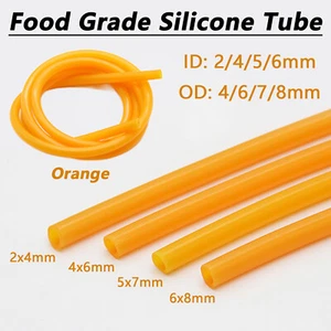 Orange Silicone Tube Hose Pipe Food Grade Soft Rubber Flexible Tubing 2mm-8mm - Picture 1 of 7