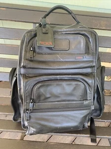 Tumi Alpha T Pass Brief Pack. Travel Bag Business Backpack Leather Used - Picture 1 of 8