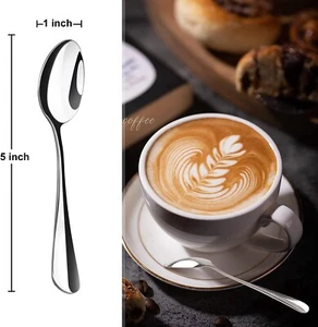 Small 6 Pcs Demitasse Espresso Mini Coffee Stainless Steel Tea Spoon Ice Cream - Picture 1 of 4