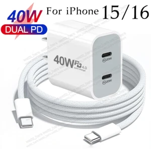 40W USB-C Power Adapter Block For iPhone 15 16 Pro iPad Pro PD Fast Charger Cord - Picture 1 of 12