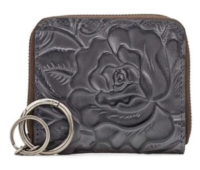 Patricia Nash MALENE Small Zip-Around Leather Wallet with RFID ~ Gray Tooled - Image 1 of 4
