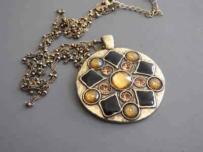 gorgeous Lia Sophia pendant on necklace black/gold/yellows - Image 1 of 4