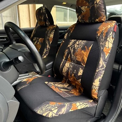 Hojas caídas delanteras camufladas sin fundas de asiento de auto de lona negra para Ford Falcon UTE Foto 1 de 4