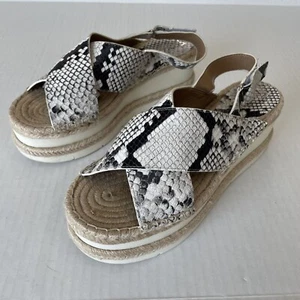 Marc Fisher Gandy Espadrille Size 9 M Womens Slingback Wedge Sandals Snakeskin 9 - Picture 1 of 11