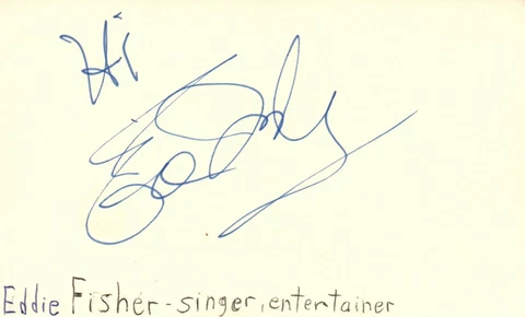 Eddie Fisher Singer Entertainer Music Autographed Signed Index Card Cover