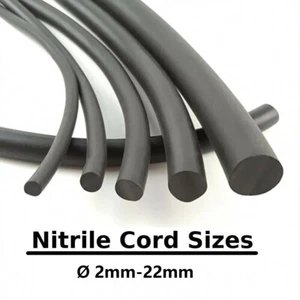 NITRILE RUBBER NBR SOLID O RING CORD GASKET OIL SEAL 2MM TO 22MM DIA PER METRE - Picture 1 of 6