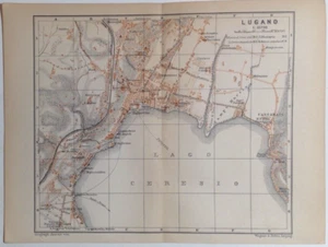 Stampa antica 1899 Lugano Lago di Lugano Svizzera - Imagen 1 de 2