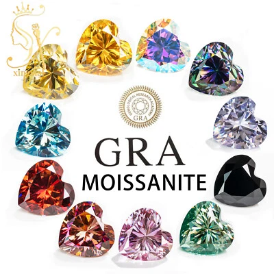2mm~10mm Color Heart Shape Loose Moissanite Stone VVS1 Gemstone With Certificate - Image 1 of 4