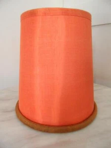 Vintage Retro Orange & Tan Trim Faux Silk Fabric Lamp Shade - Picture 1 of 4