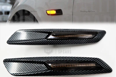 2 FRECCE Laterali FULL LED Carbon CANBUS per Bmw Serie 3 E90 E91 E92 E93 18 led - Immagine 1 di 4