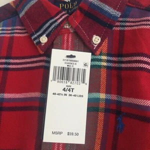 POLO RALPH LAUREN TODDLER BOY FLANNEL PLAID BUTTON DOWN PONY L/S SHIRT 4T NWT - Picture 1 of 14