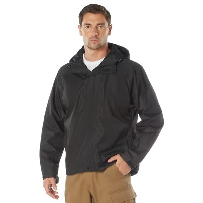 Chaqueta impermeable negra empacable Rothco - ¡Se pliega en su propio paquete! Foto 1 de 4