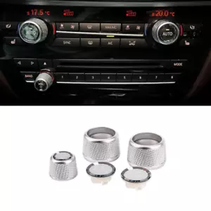 Set Matte Silver Crystal Volume Knob Upgrade Cover For BMW X5 x6 16 17 18 - Picture 1 of 11