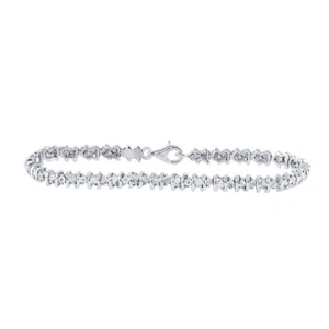 Sterling Silver Womens Round Diamond Tennis Bracelet 1/10 Cttw - Picture 1 of 1