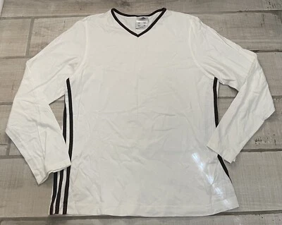 Sudadera DE COLECCIÓN Adidas Blanca Y Marrón Años 90 Bordada Cuello en V Logo Mujer’s XL Foto 1 de 4