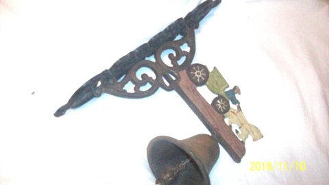 cast iron VTG hanging door bell horse draw carridge heavy old some rusty classic Cover