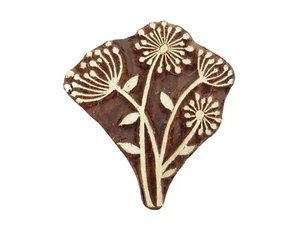 Floral Shaped 6.7cm Indian Hand Carved Wooden Printing Block Stamp - Picture 1 of 3