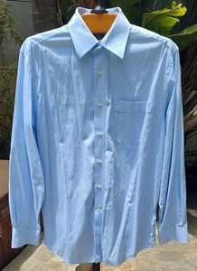 Camisa de vestir a cuadros de algodón azul claro TOMMY BAHAMA para hombre L/S usada en excelente estado talla 16,5 34/35 - Imagen 1 de 8