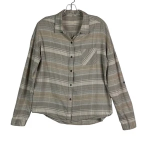 pRana Langarmhemd mit Knopfleiste gestreift creme braun Damen Medium  - Bild 1 von 11