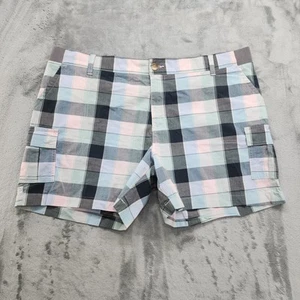 Lee Riders Shorts Womens 20 Pink Blue Black Plaid Regular Fit Mid Rise Cargo  - Picture 1 of 12