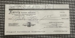 RARE George Barris King of Kustoms Signed Business Check Batmobile Hirohata Merc - Picture 1 of 10