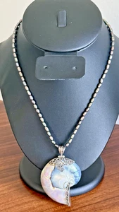 Samuel B Sterling Silver .925 Natural Shell Artisan Pendant 2.75" - Picture 1 of 7