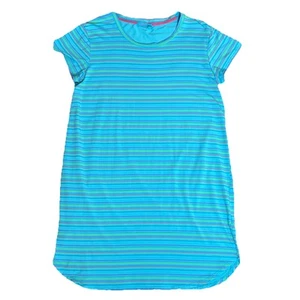 Camisón grande de algodón Supima a rayas púrpura turquesa Fresh Produce para mujer - Imagen 1 de 5