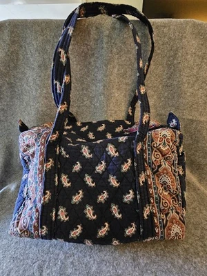 Bolso de Viaje Vera Bradley Miller en Retirado Azul Marino Paisley Borde en Contraste Lg Tote Foto 1 de 4