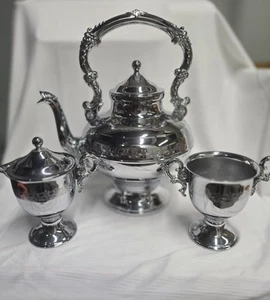 RARE! VINTAGE Chromium Ornate Tea Pot Set - Picture 1 of 2