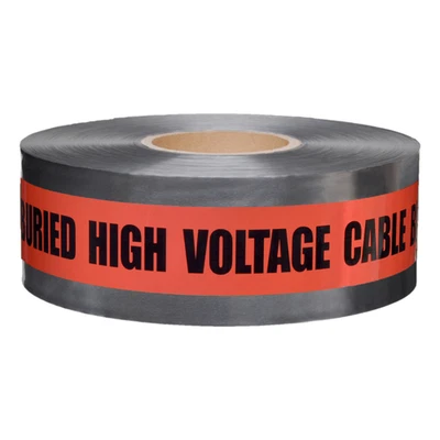 Presco Underground Detectable Tape: 3 in. x 1000 ft. Red/Black CAUTION BURIED HI - Image 1 of 4
