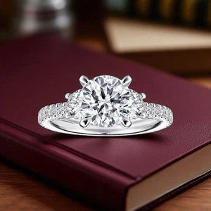 2.40 Ct Round Cut 950 Platinum Diamond Woman Engagement Ring IGI Lab Created - Picture 1 of 13