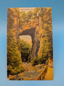 1941 NATURBRÜCKE, VA Sieben Weltwunder LEINEN POSTKARTE Virginia - Bild 1 von 2