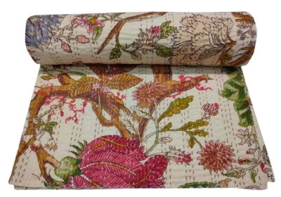 Cotton Kantha Quilt Indian Blanket Queen Size kantha throw - Image 1 of 4