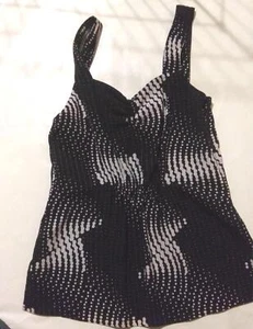 Kenneth Cole Silky Black White Circles Sleeveless Tank Style Career Top XS T1100 - Picture 1 of 6