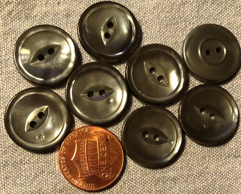 8 Pearlized Silver Grey Plastic Cat Eye Buttons Just Over 11/16" 18.3mm 9158 - Image 1 of 1
