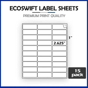 (450) 1 x 2 5/8 "EcoSwift"" dirección láser envío etiquetas adhesivas 30 por hoja - Imagen 1 de 5