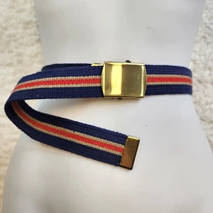 Vtg Belt Skippers Florida Nautical Canvas Stripes Hippie Retro Gold 35" Sailor - Picture 1 of 7