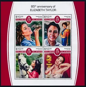 2017 SOLOMON ISLANDS ELIZABETH TAYLOR MINI SHEET (4 STAMP) FINE MINT MNH - Picture 1 of 1