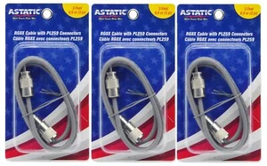 Lote de 3 Antena de Radio Astatic A8X3 CB/HAM RG8X Cable Coaxial con PL259 - 3 Pies - Imagen 1 de 6