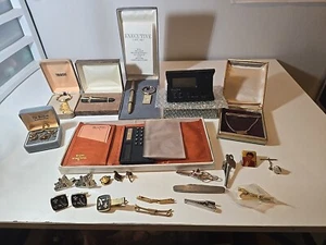 Lot Of Vintage Antique Tie Bars Clips & Cuff Links. Swank Tie Clip Bulova K1 - Picture 1 of 15