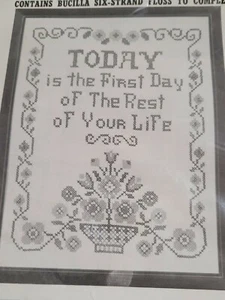 Vintage Bucilla Needlework Cross Stitch Kitchen Sampler Today Linen Kit 8402 - Picture 1 of 6