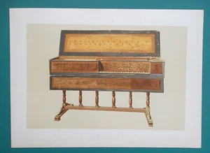 MUSIKINSTRUMENTE Klavierähnlich Jungfrau oder Spinett - 1888 FARB Litho Druck - Bild 1 von 1
