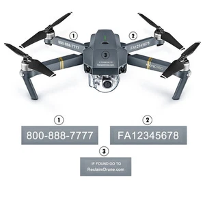 Drone Registration Number Decals / Labels - FAA UAS Compliant - Mavic Pro shown - Picture 1 of 6