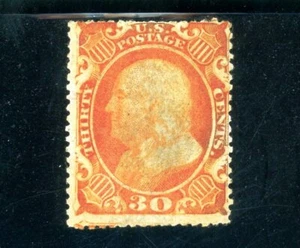 Scott 38 OG MH FVF US 1857 Franklin SCV $1,900 - Picture 1 of 2