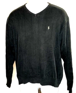 preowned, Polo Ralph Lauren, black, v neck sweater, Lg, 100% cotton, VGC - Picture 1 of 6